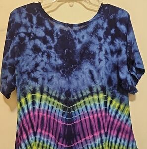 Batik Indonesia Tie-Dye Short Sleeve Top - Blue, Pink, Purple
